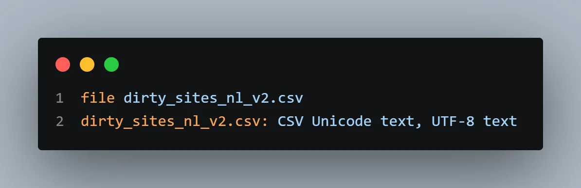 Terminal screenshot: Source encoding