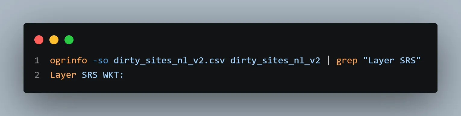 Terminal screenshot: CRS inspection